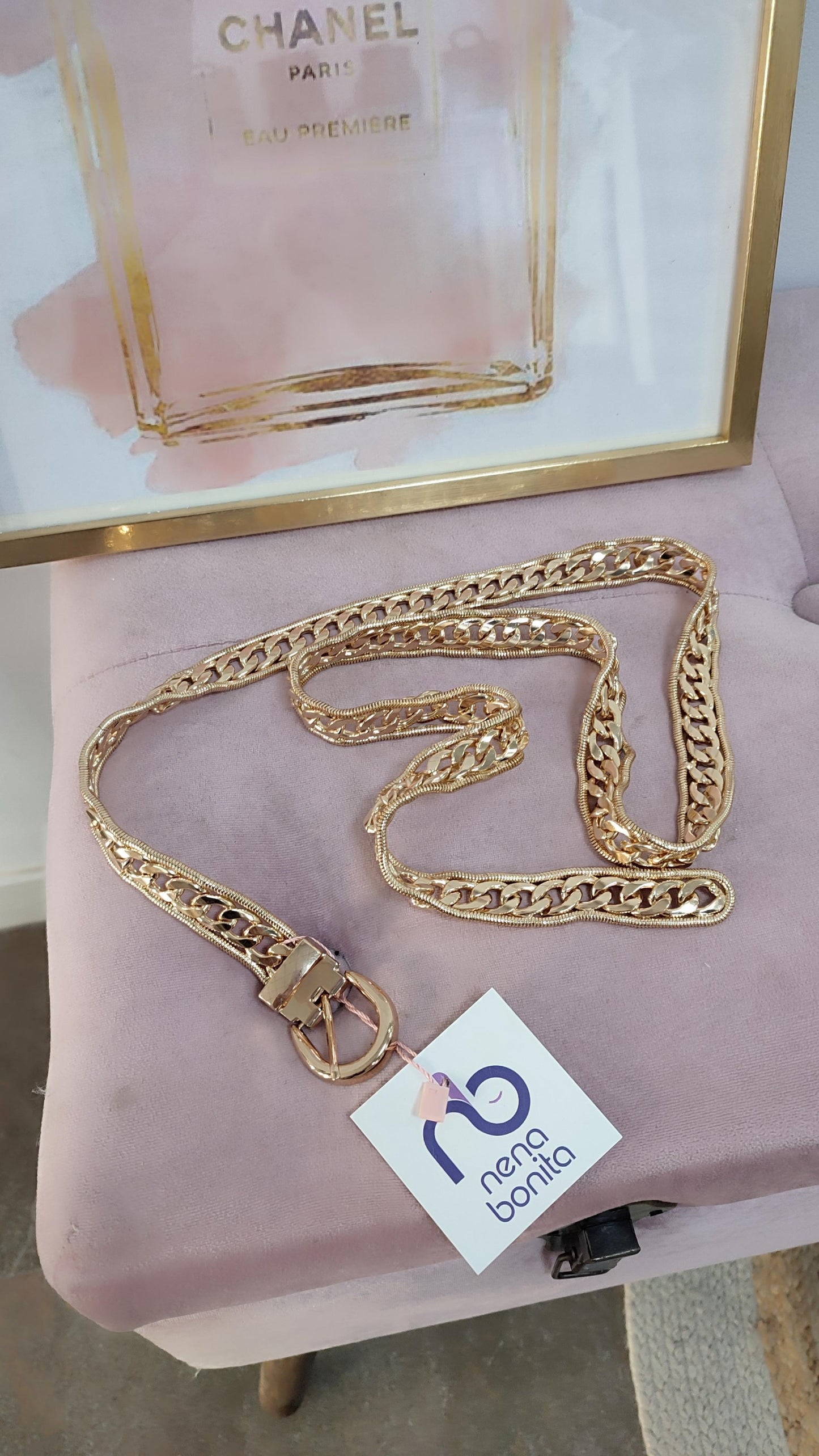 Cinturón cadena dorada