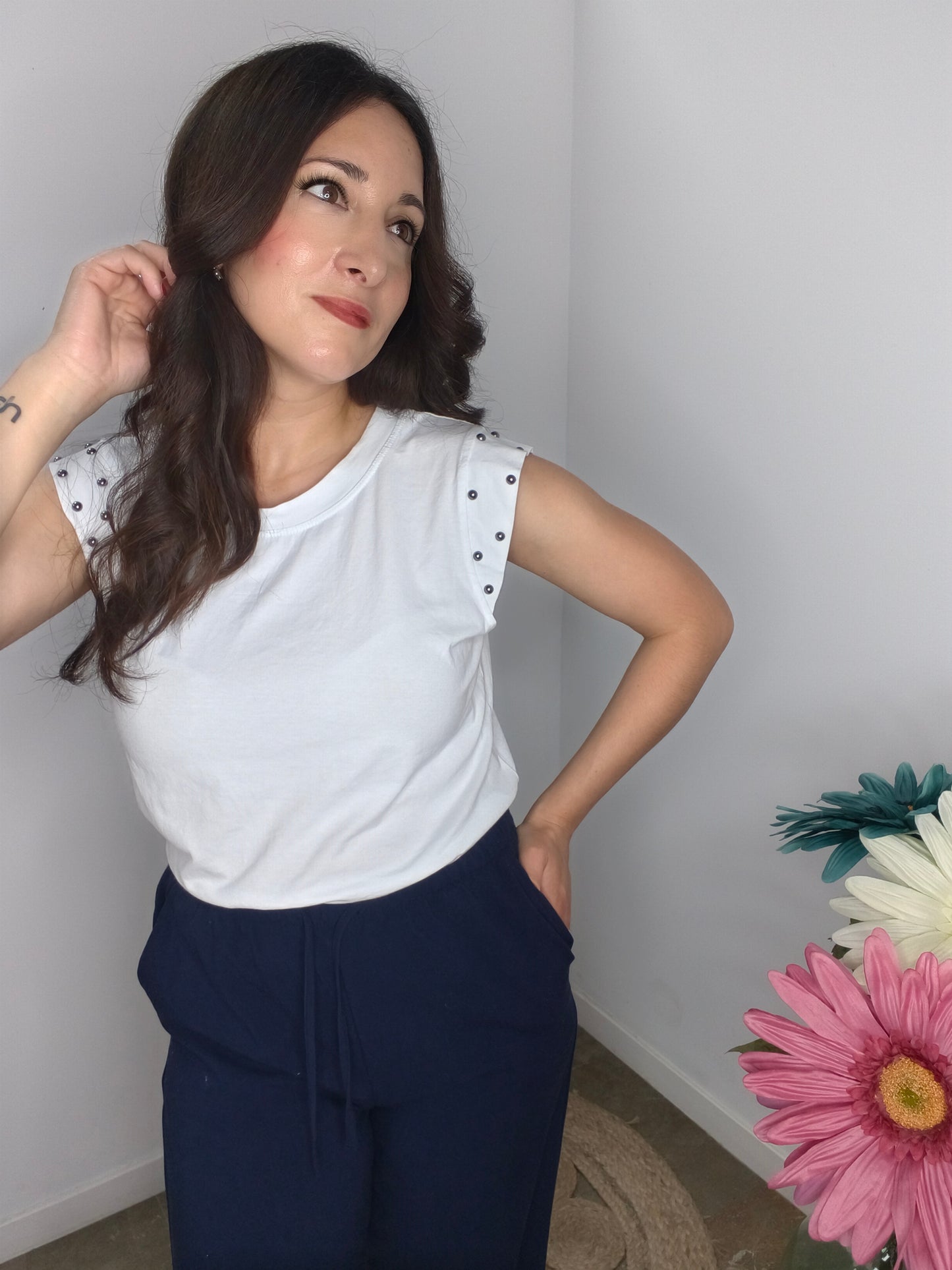 Camiseta Tachas Blanca