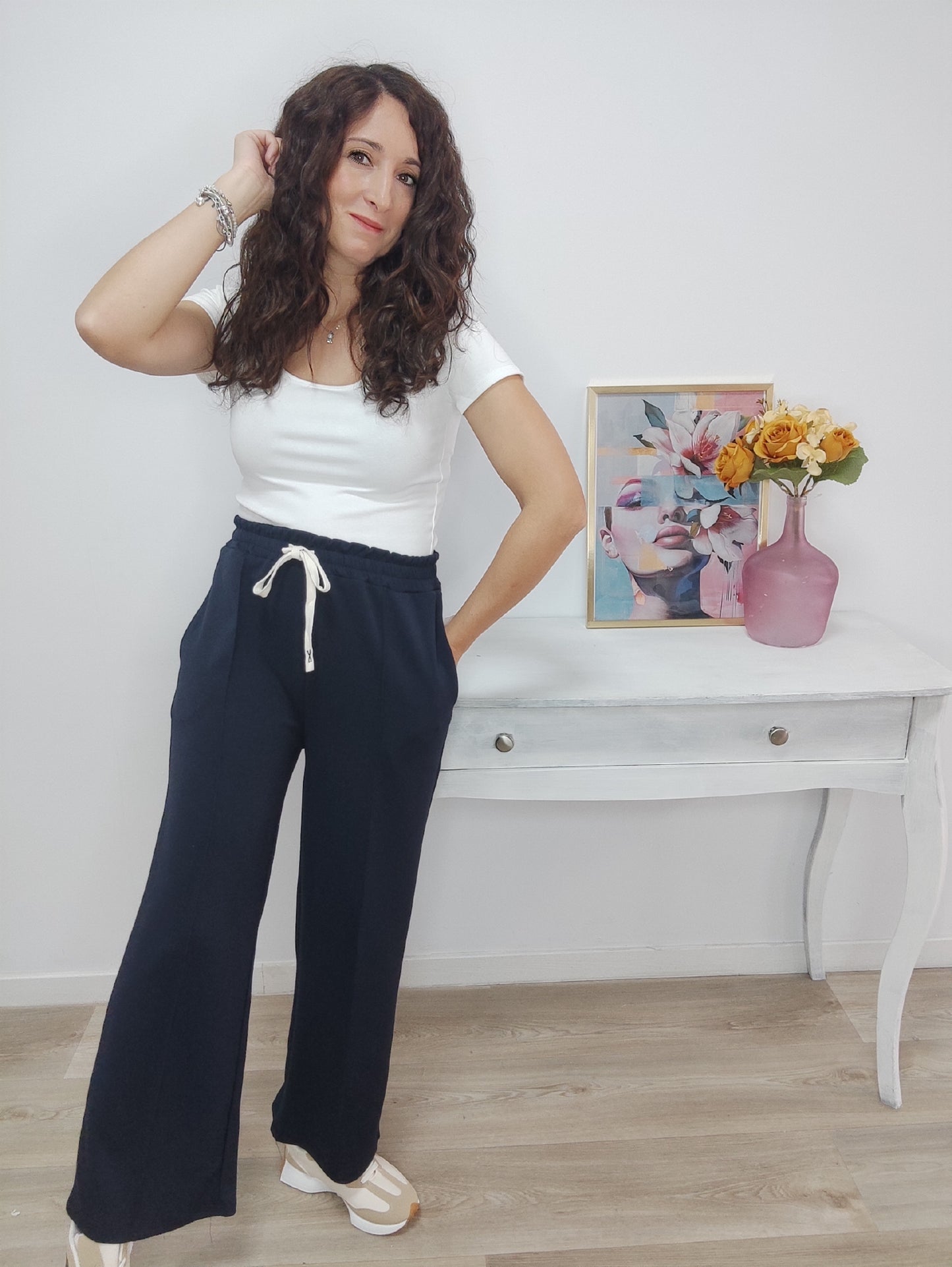 Pantalón wide leg marino