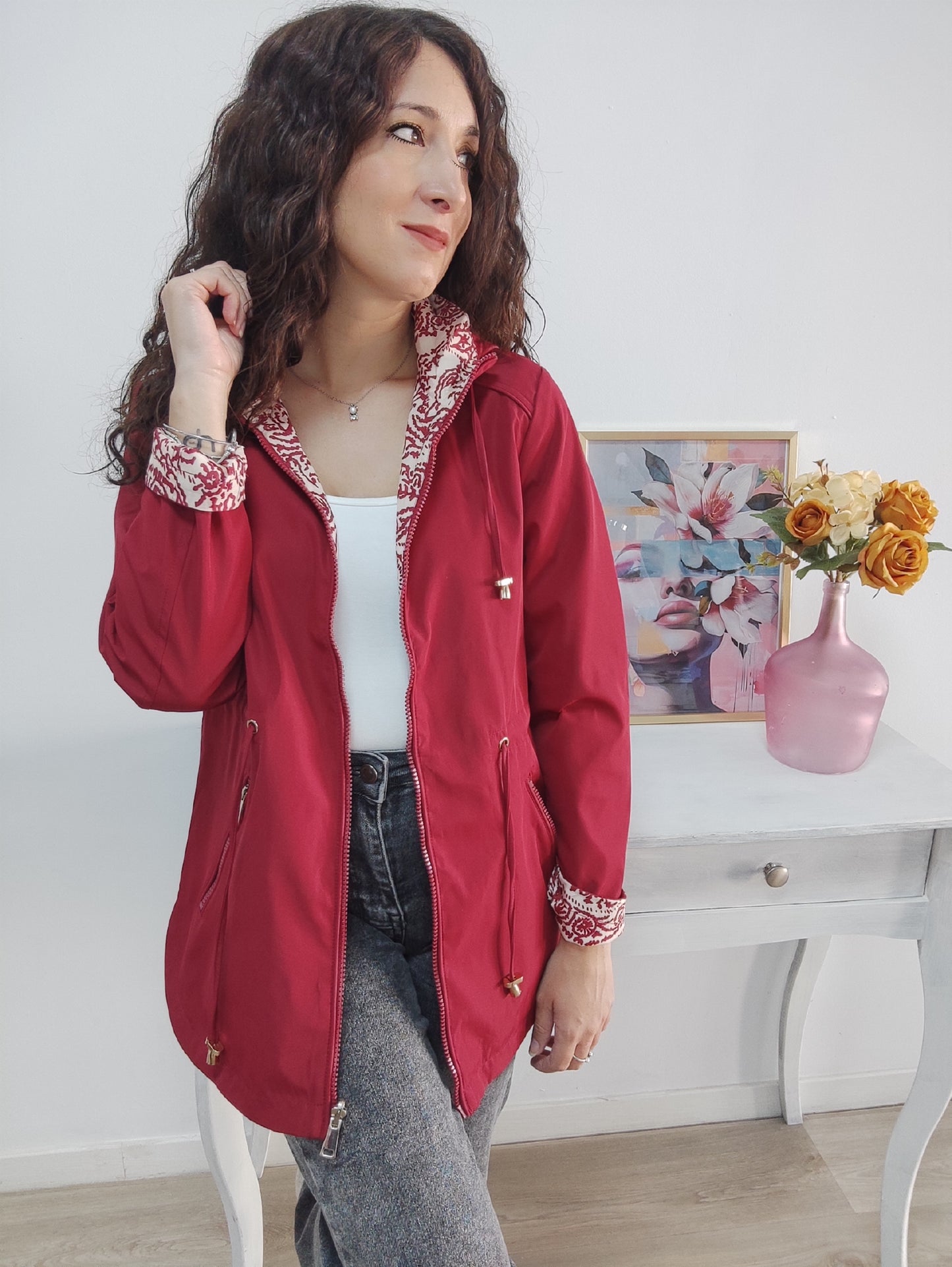 Parka reversible burdeos