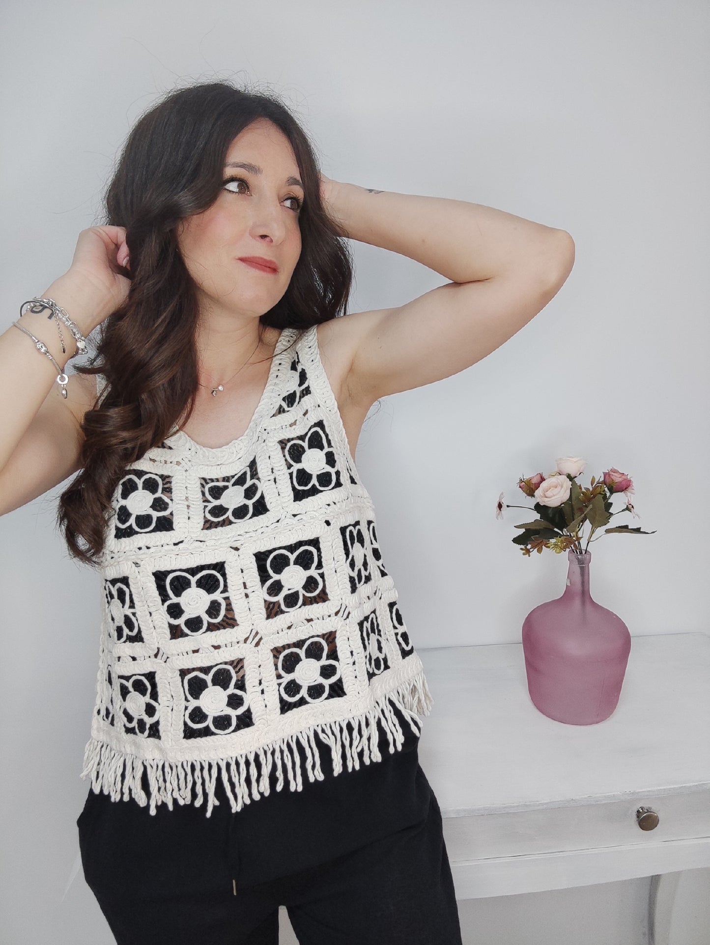 CAMISETA CROCHET FLOR