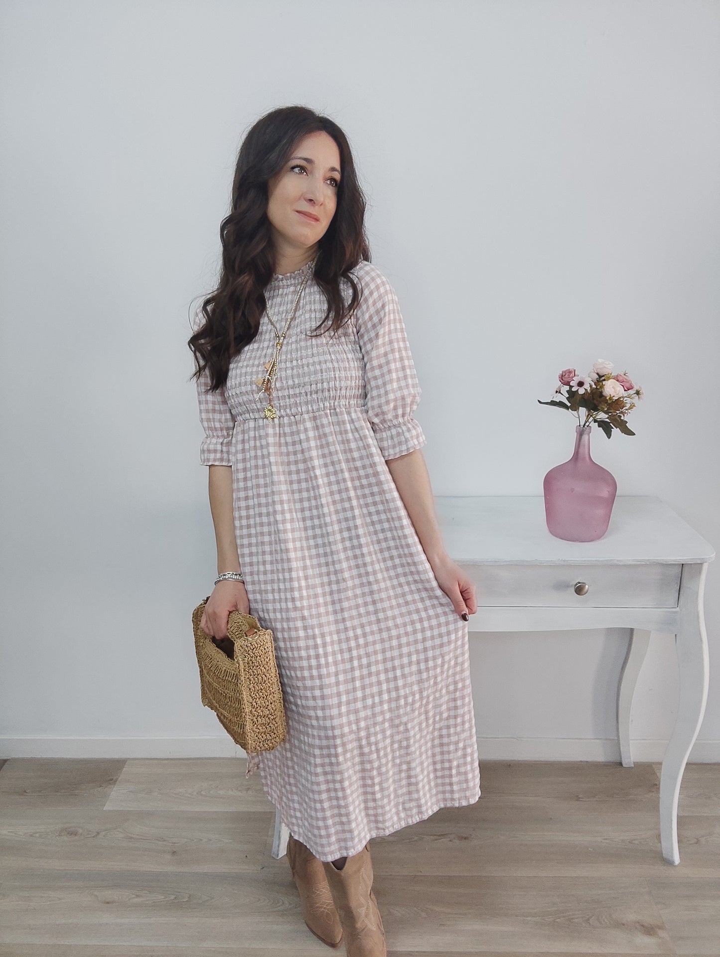 VESTIDO NANCY ROSA EMPOLVADO
