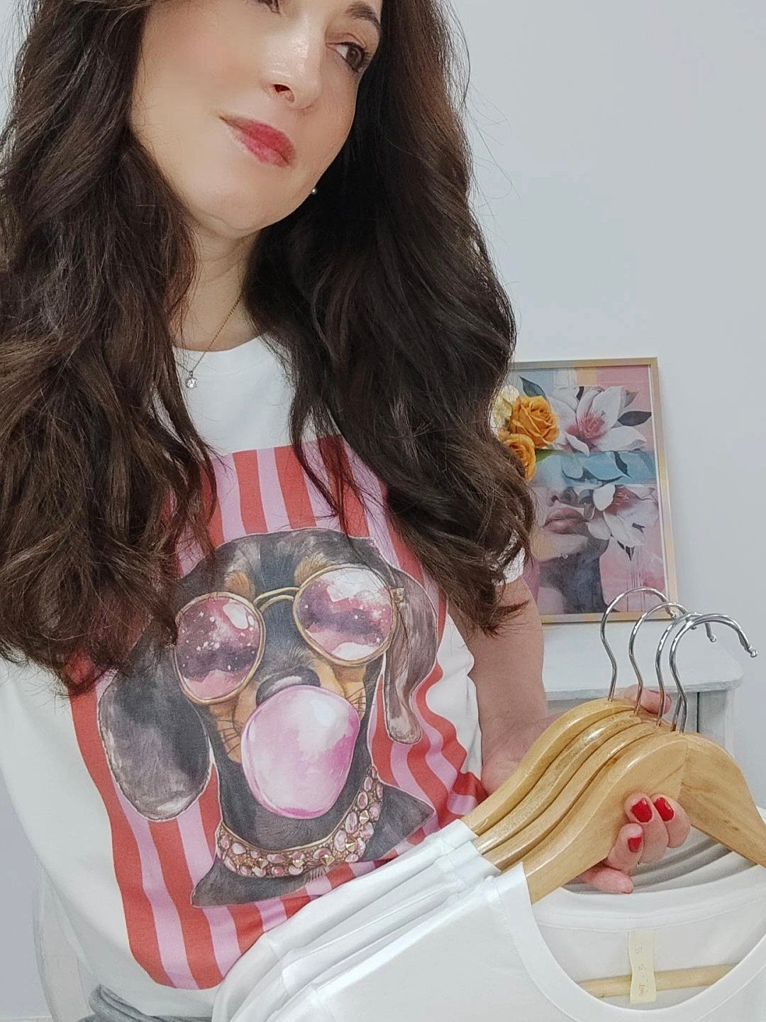 Camiseta Doggy Chic Rojo/Rosa