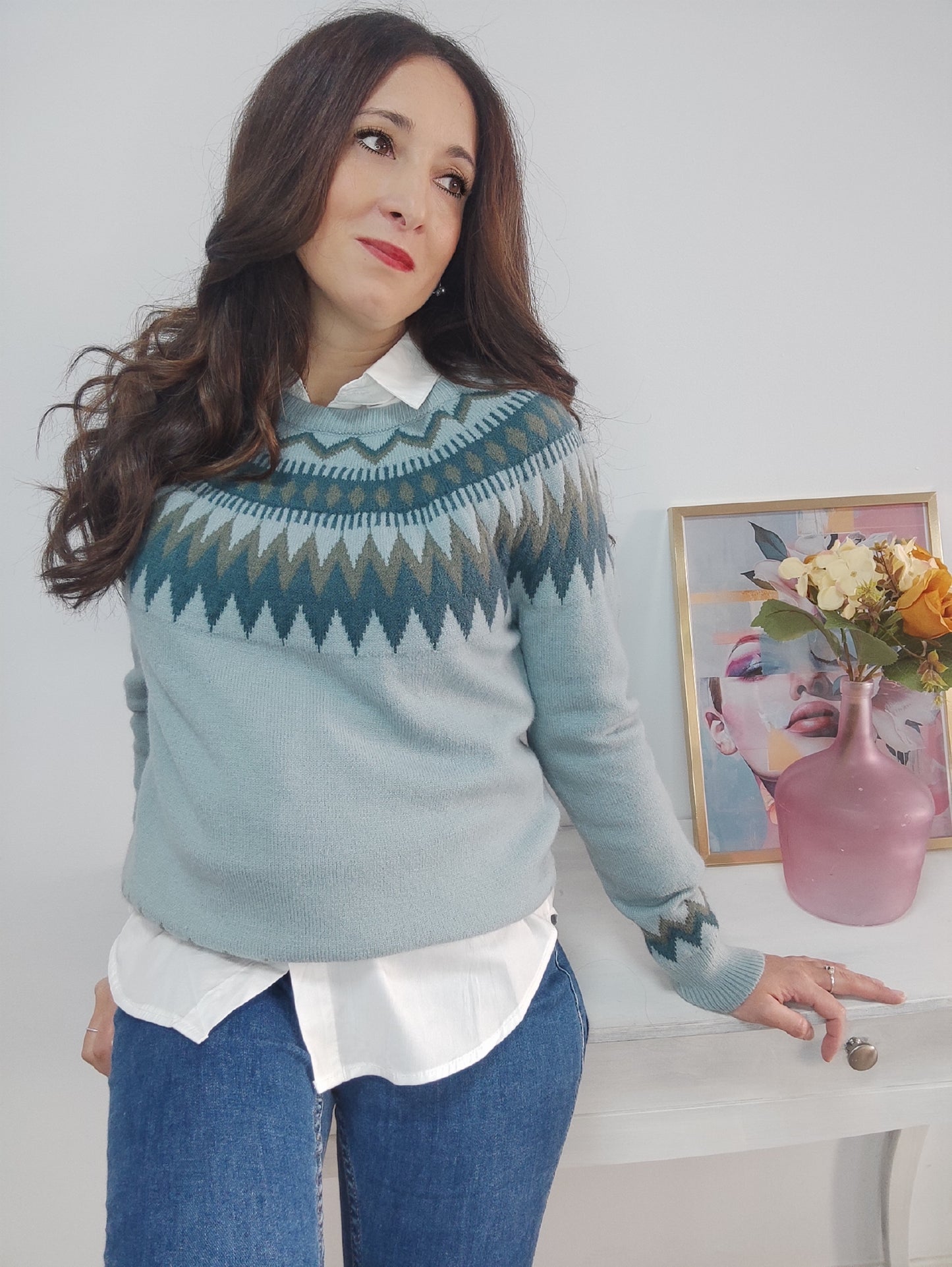 Jersey Jacquard azul