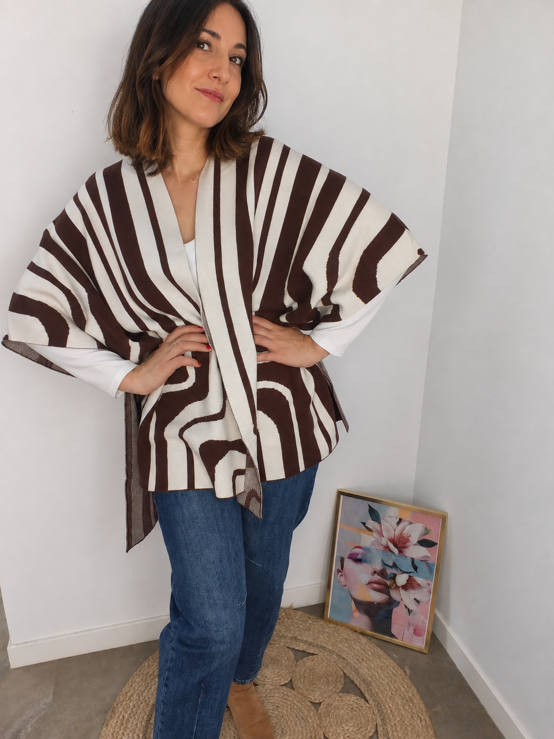 Poncho Punto Geo Chocolate