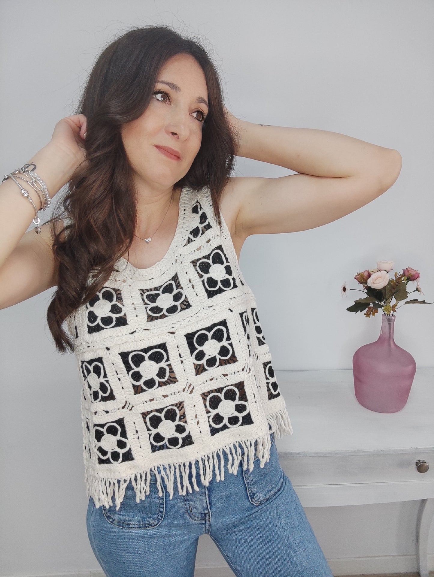CAMISETA CROCHET FLOR