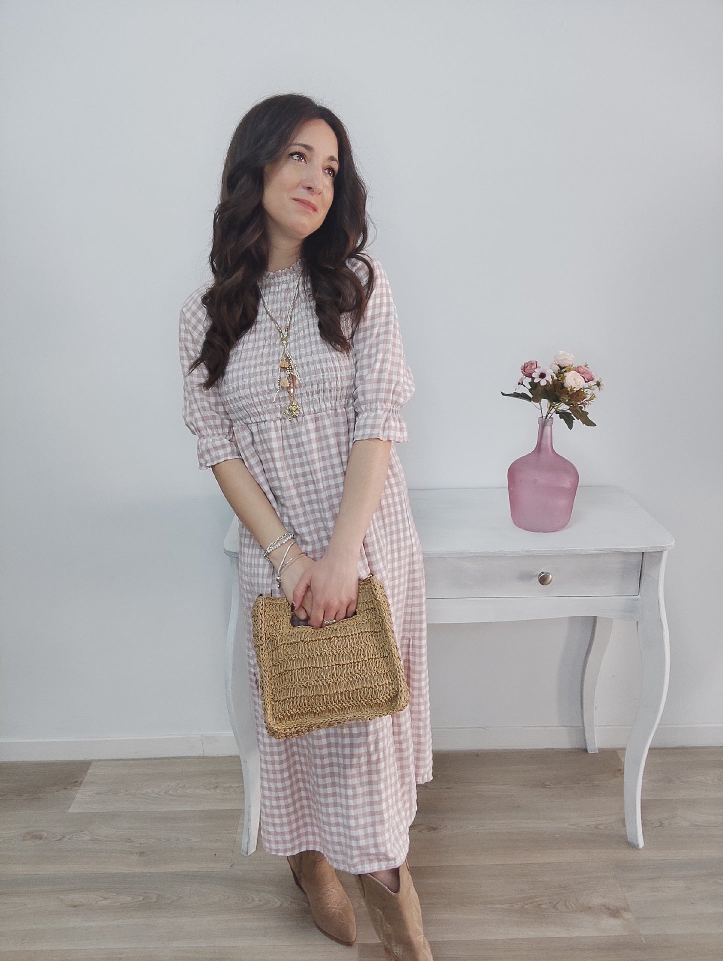 VESTIDO NANCY ROSA EMPOLVADO