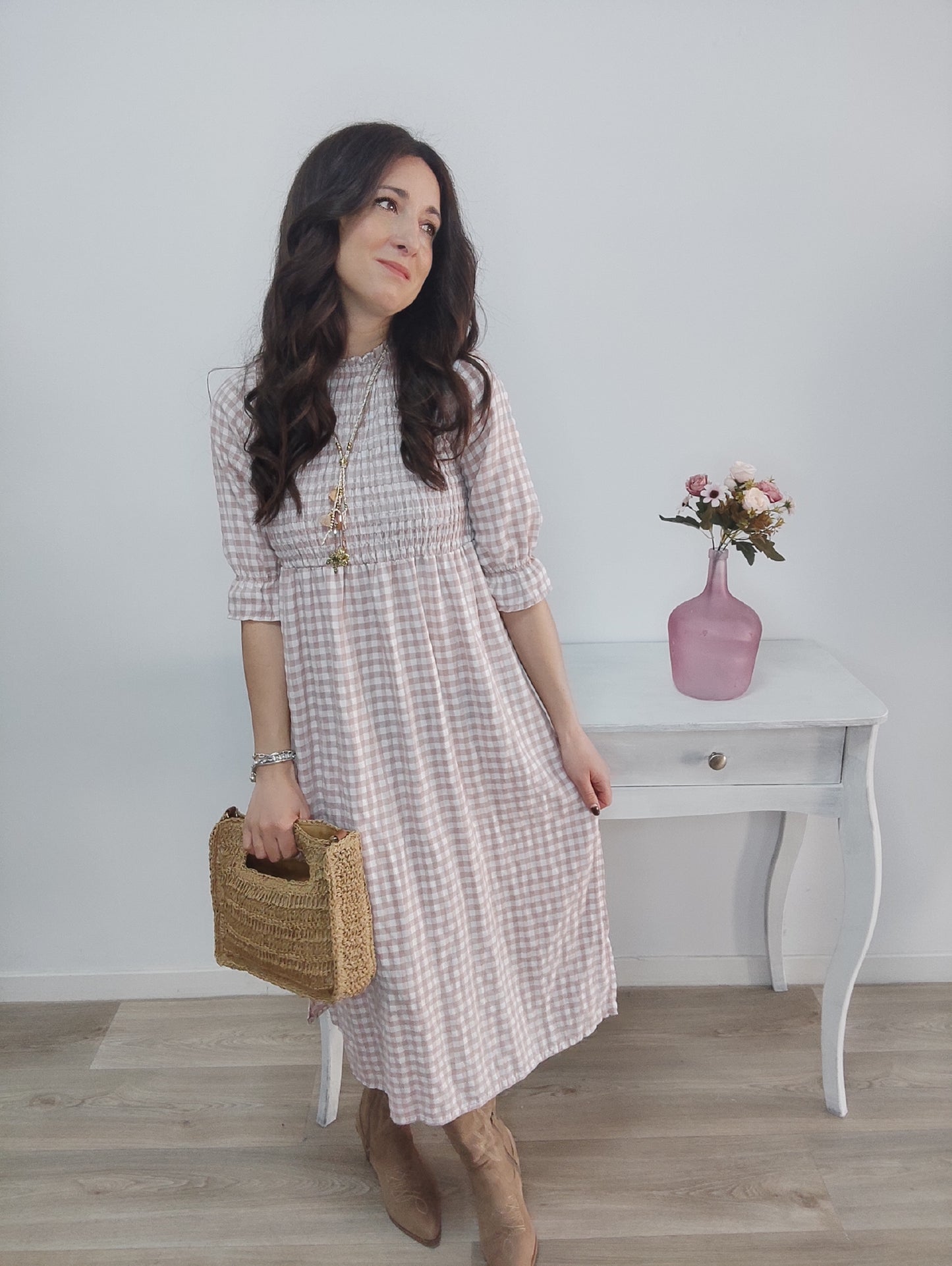 VESTIDO NANCY ROSA EMPOLVADO