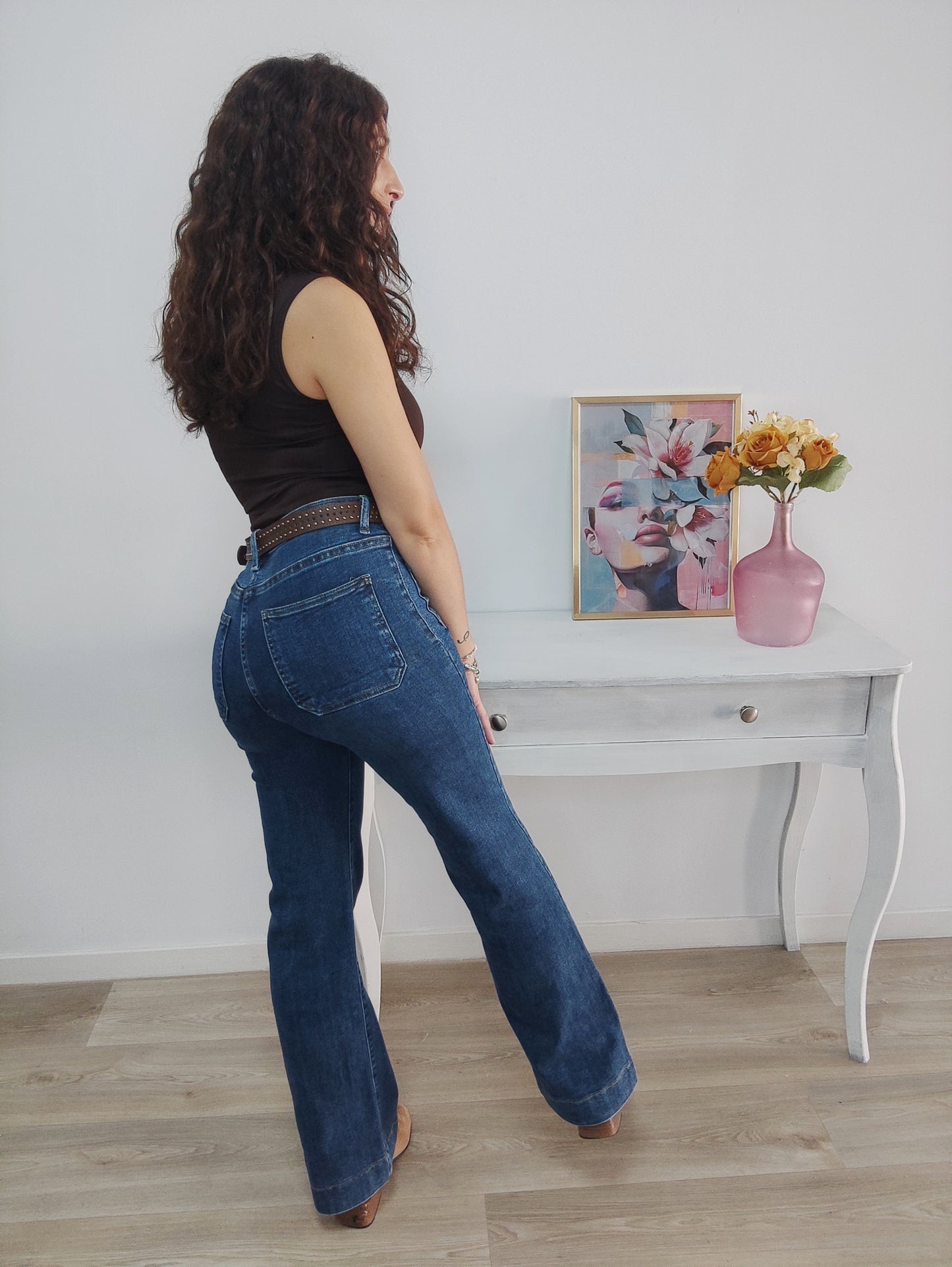 Jeans wide leg bolsillos
