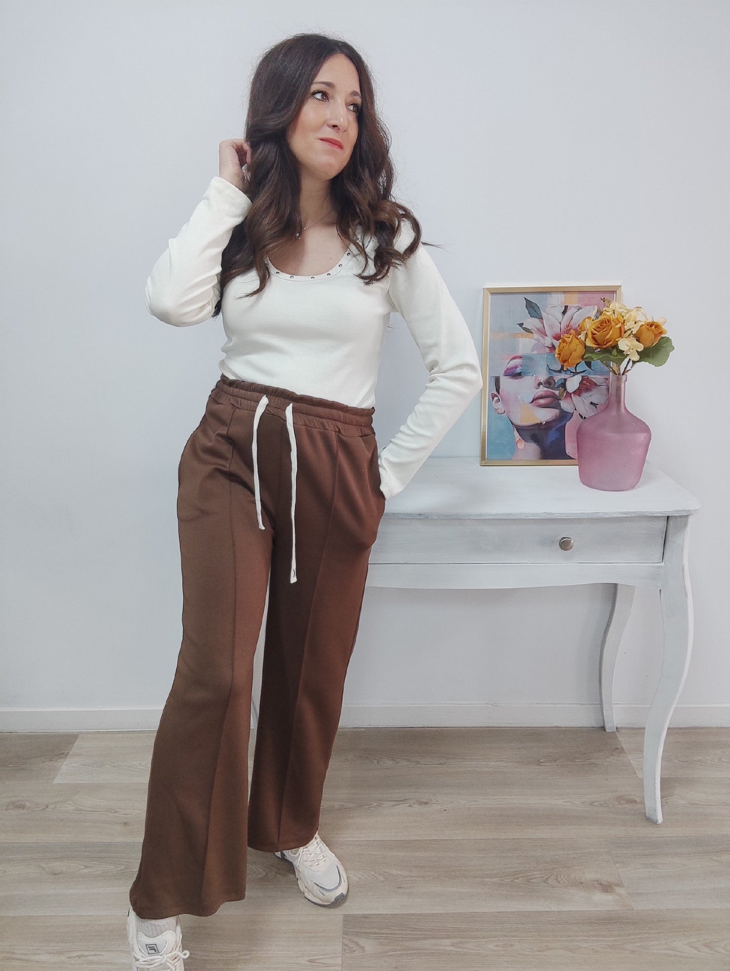 Pantalón wide leg chocolate