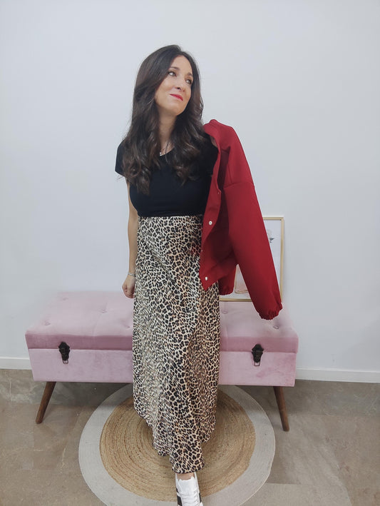 Falda satinada animal print