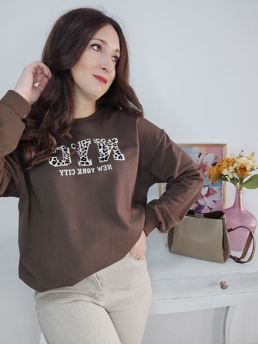Sudadera NYC leopardo