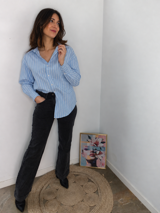 Jeans Flare Negro Efecto Lavado