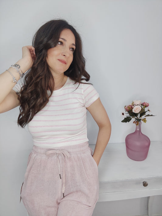 CAMISETA RAYAS ROSA