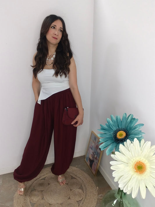 Pantalón Bombacho Burdeos