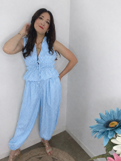 Conjunto Vichy Celeste