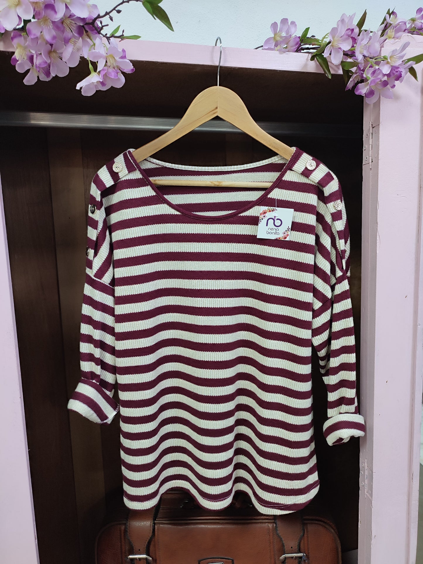 Jersey rayas botón dorado