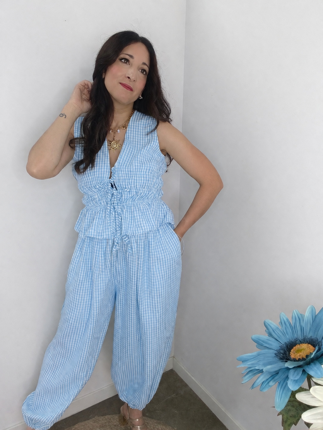 Conjunto Vichy Celeste