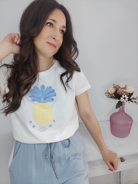 CAMISETA PIÑA AZUL
