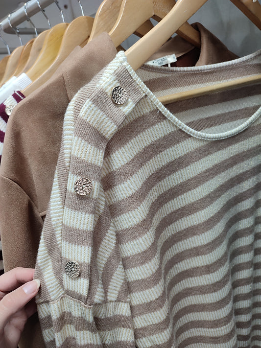 Jersey rayas botón dorado