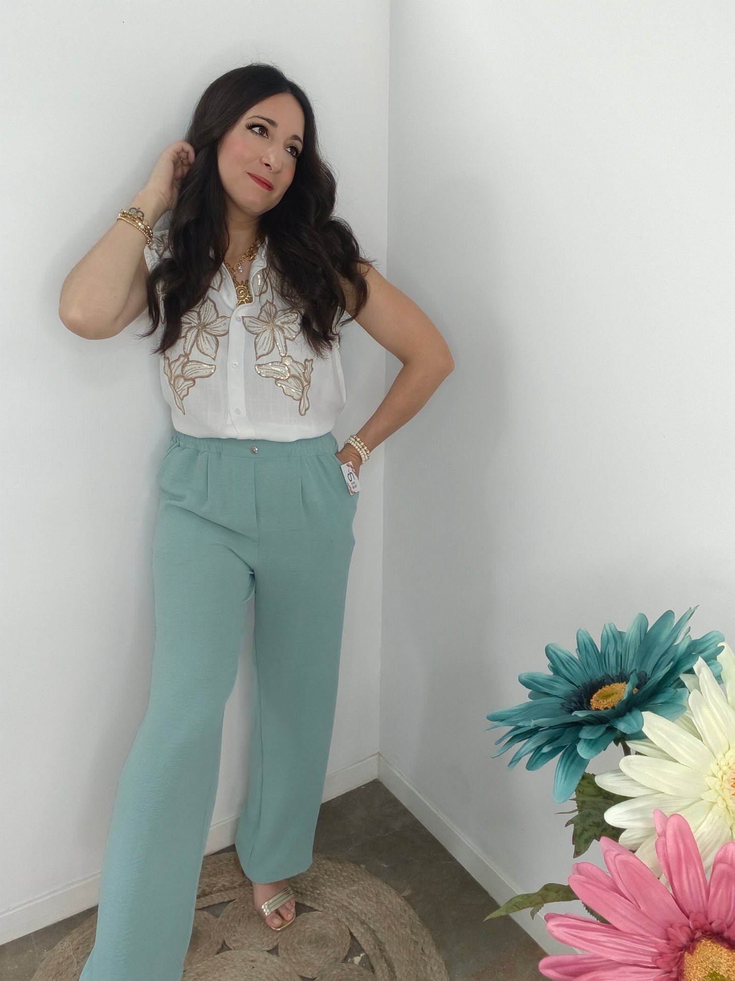Pantalón Pinza Agua Marina