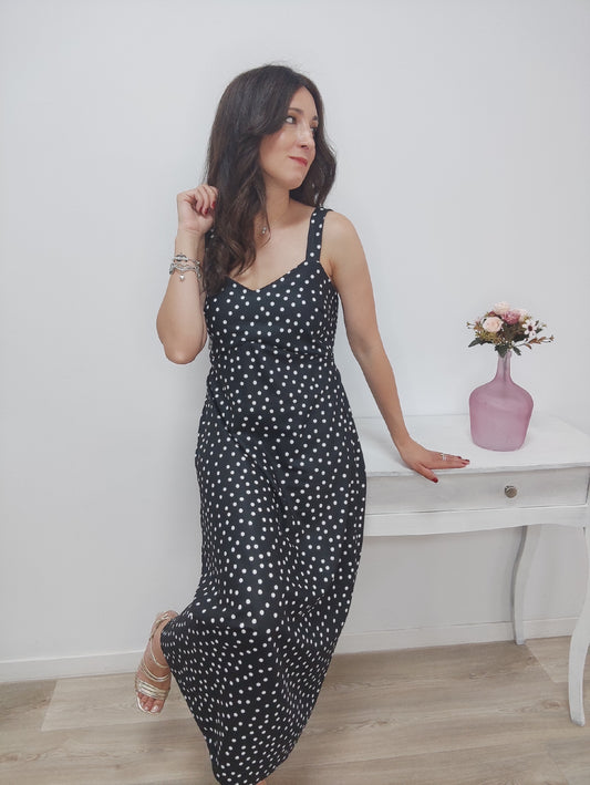 VESTIDO TOPOS NEGRO