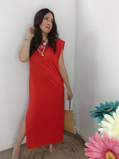 Vestido Hombreras Rojo