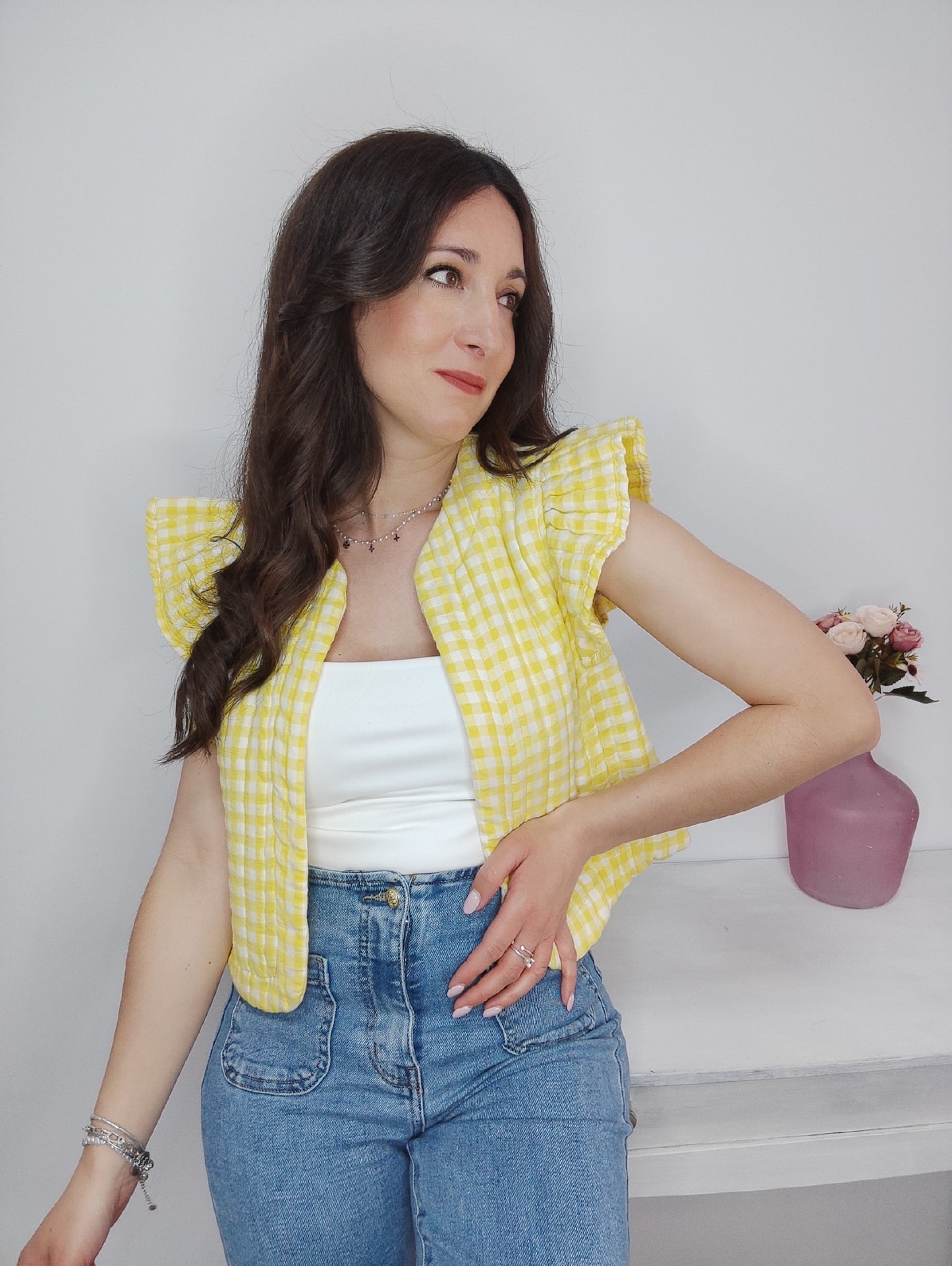 CHALECO VICHY AMARILLO