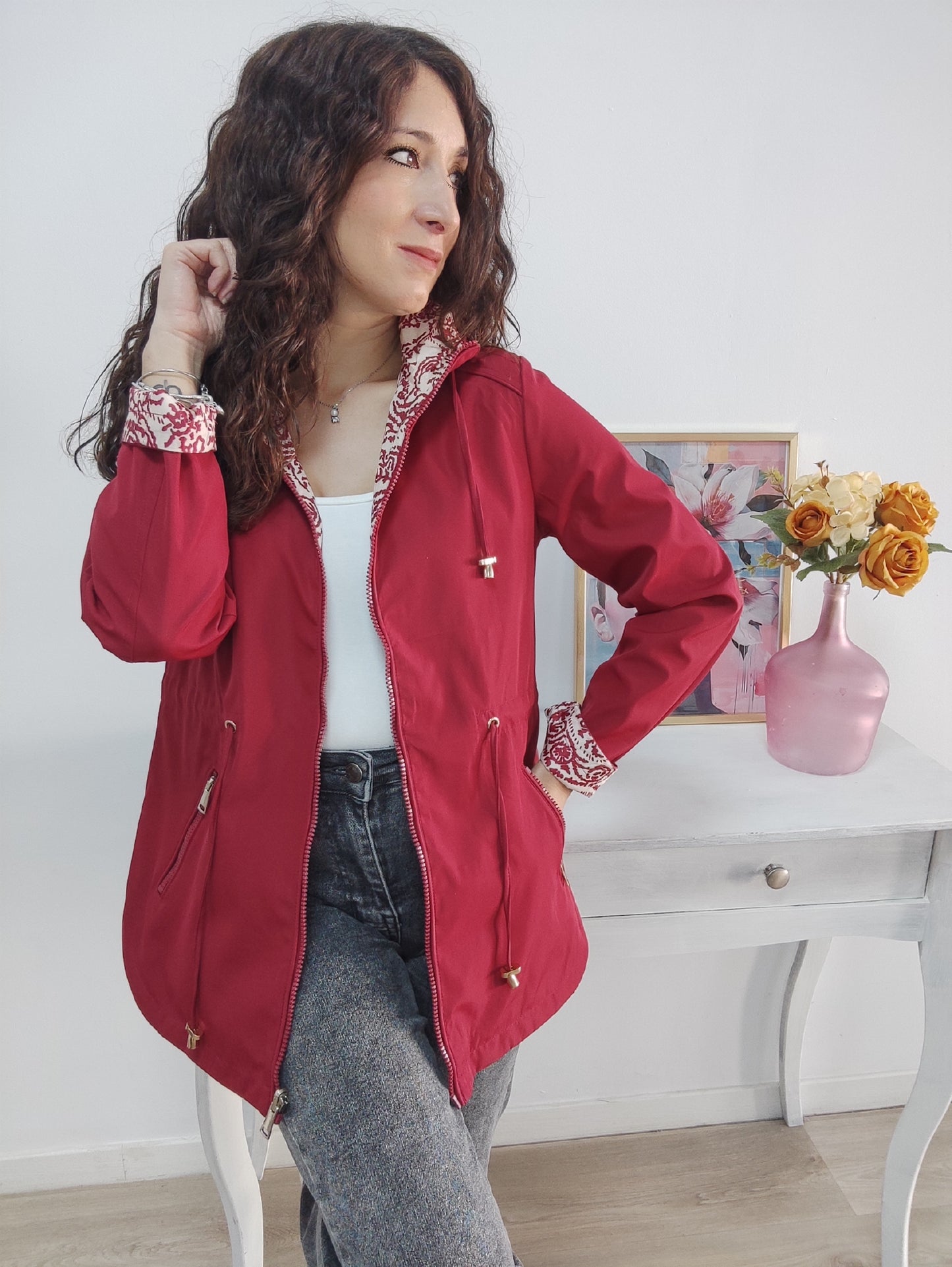 Parka reversible burdeos