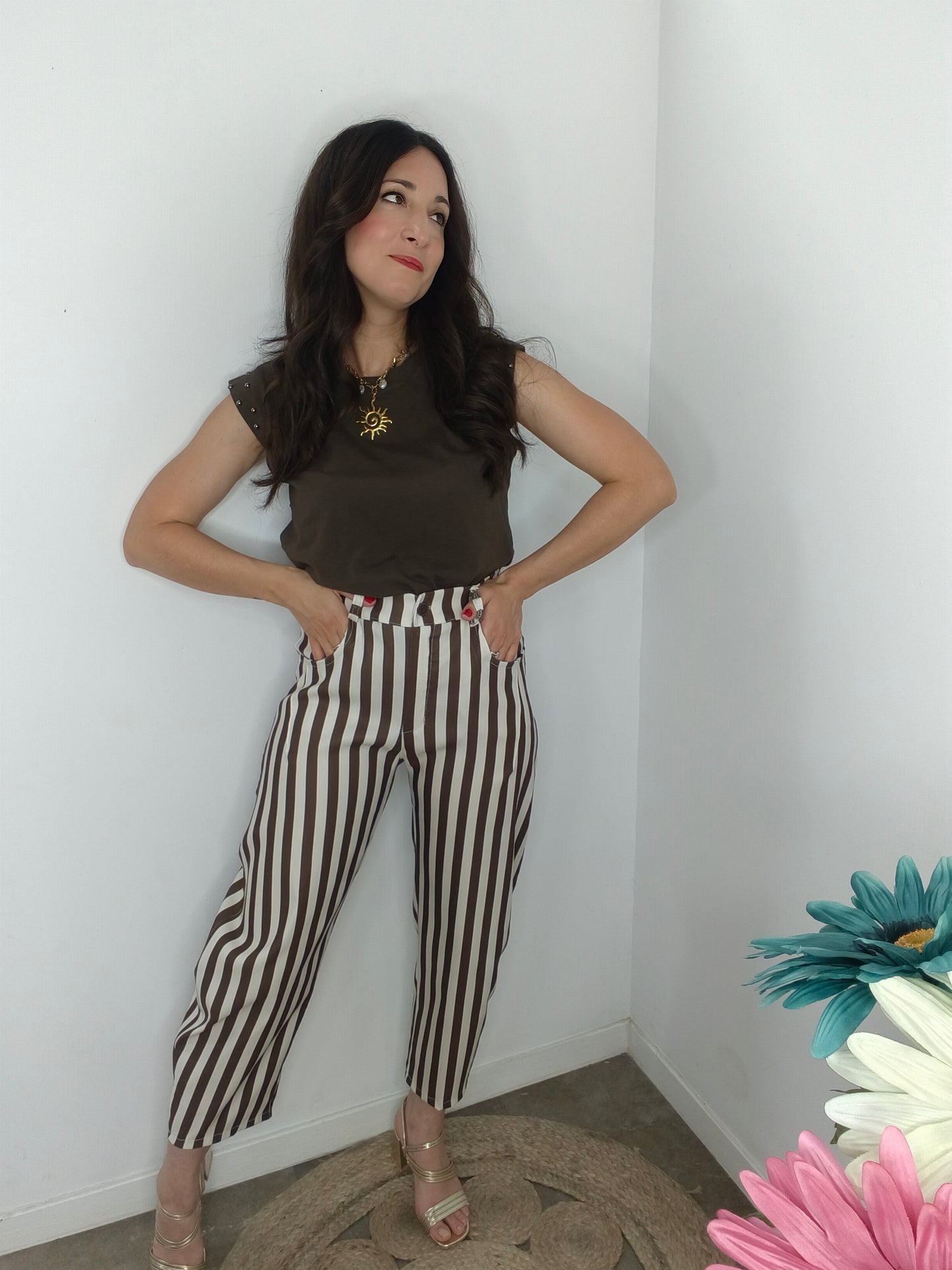 Pantalón Rayas Chocolate