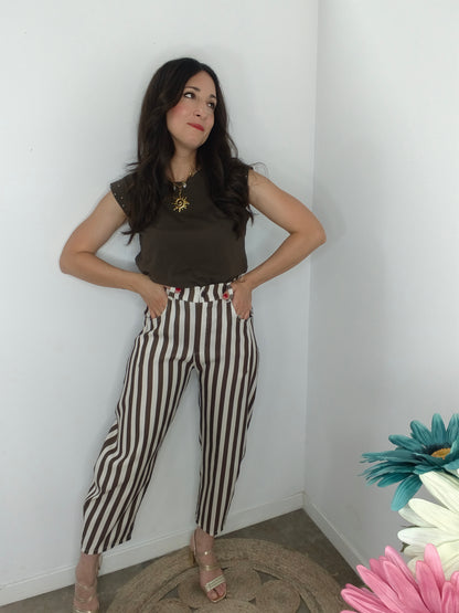 Pantalón Rayas Chocolate