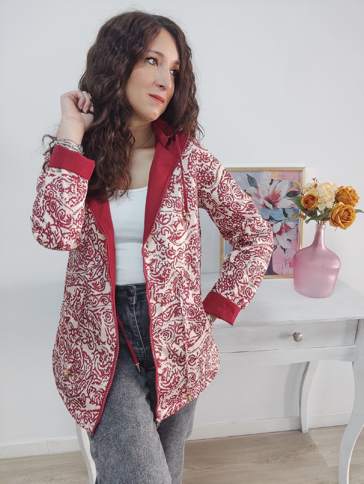 Parka reversible burdeos