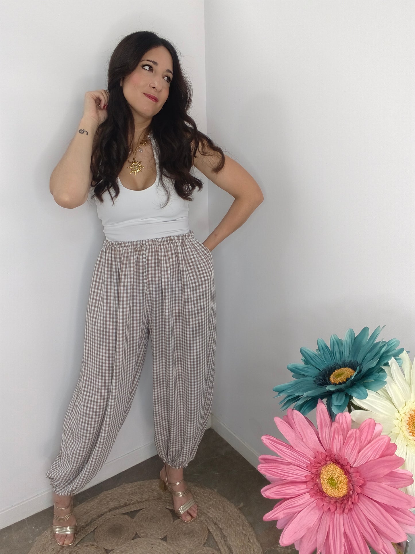 Pantalón Vichy Beig