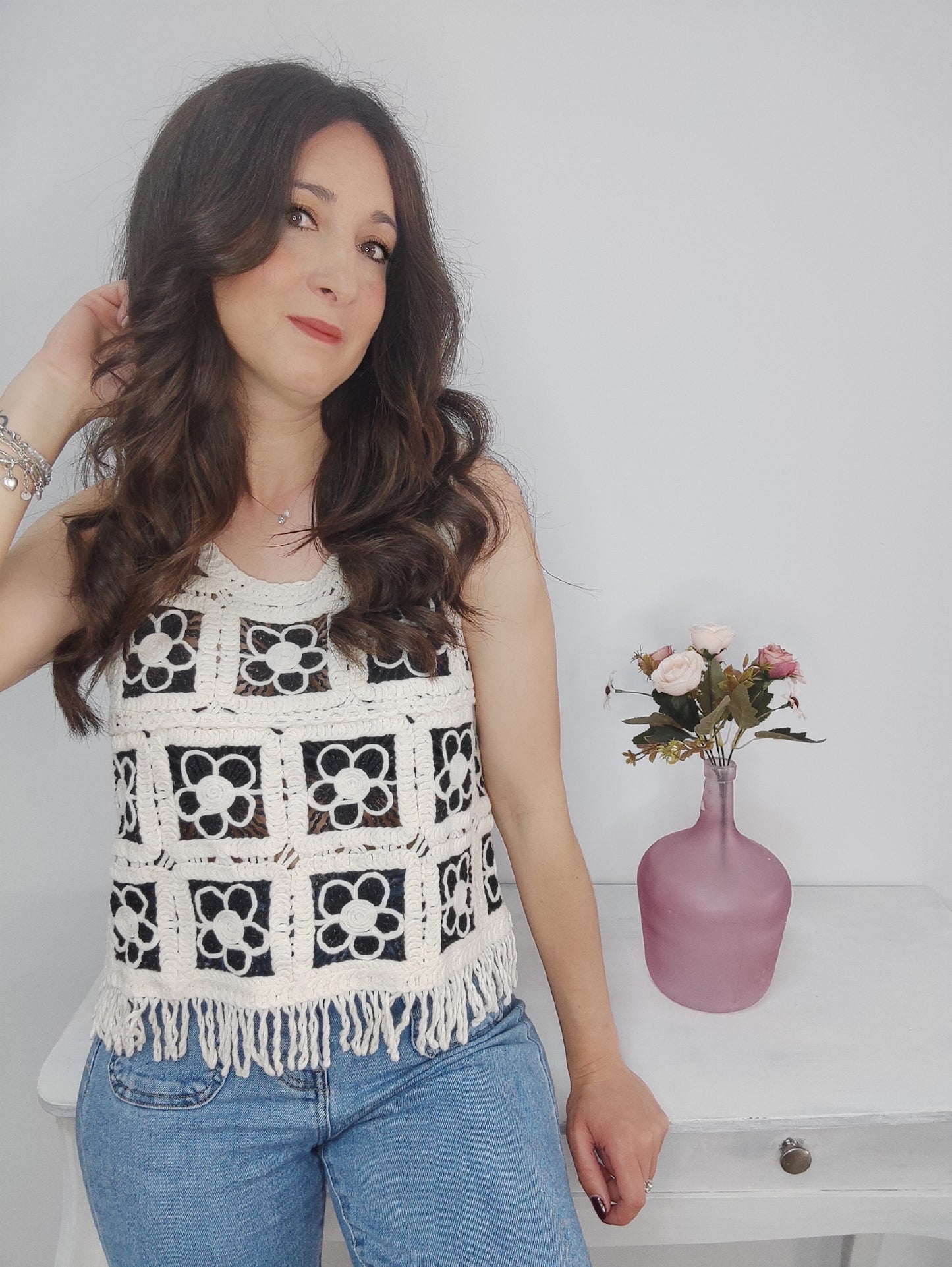 CAMISETA CROCHET FLOR
