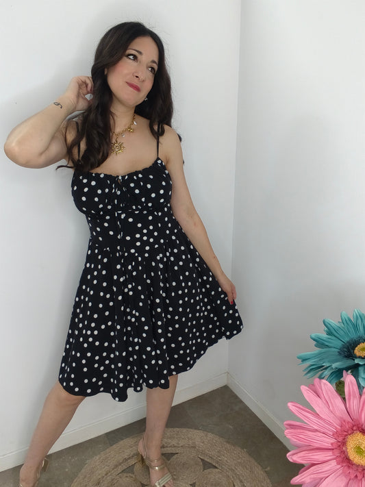 Vestido Topos Negro