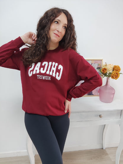 Sudadera chicas burdeos