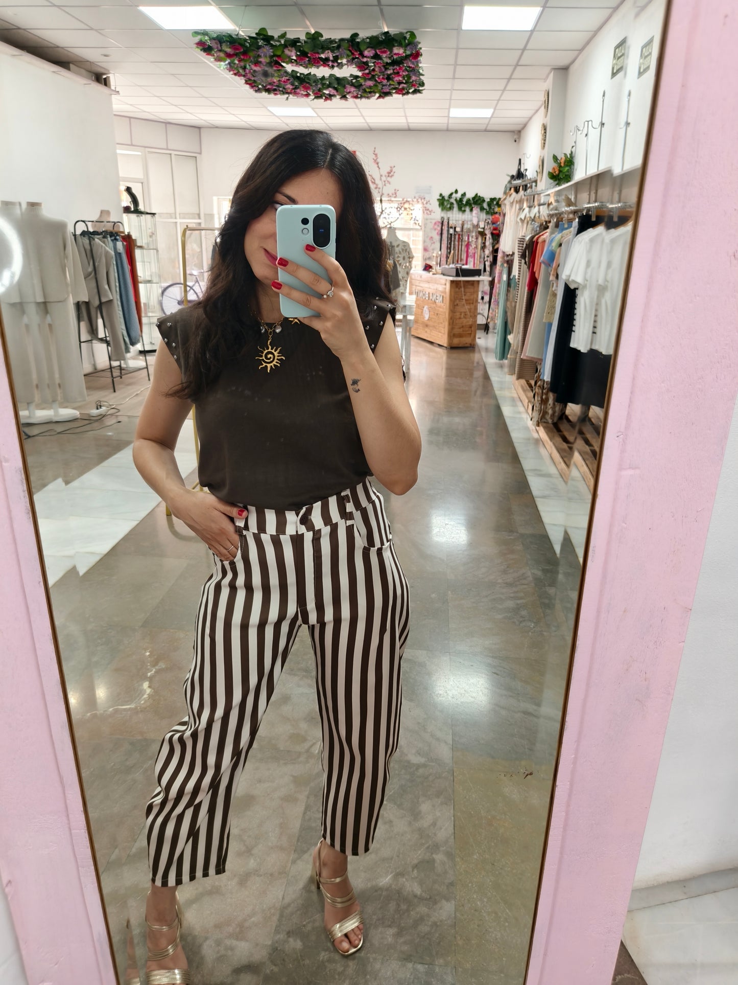 Pantalón Rayas Chocolate