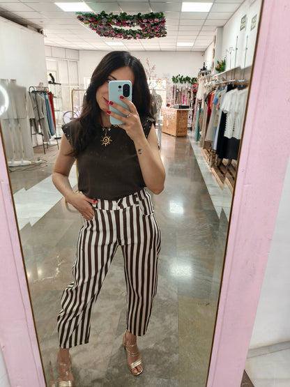 Pantalón Rayas Chocolate