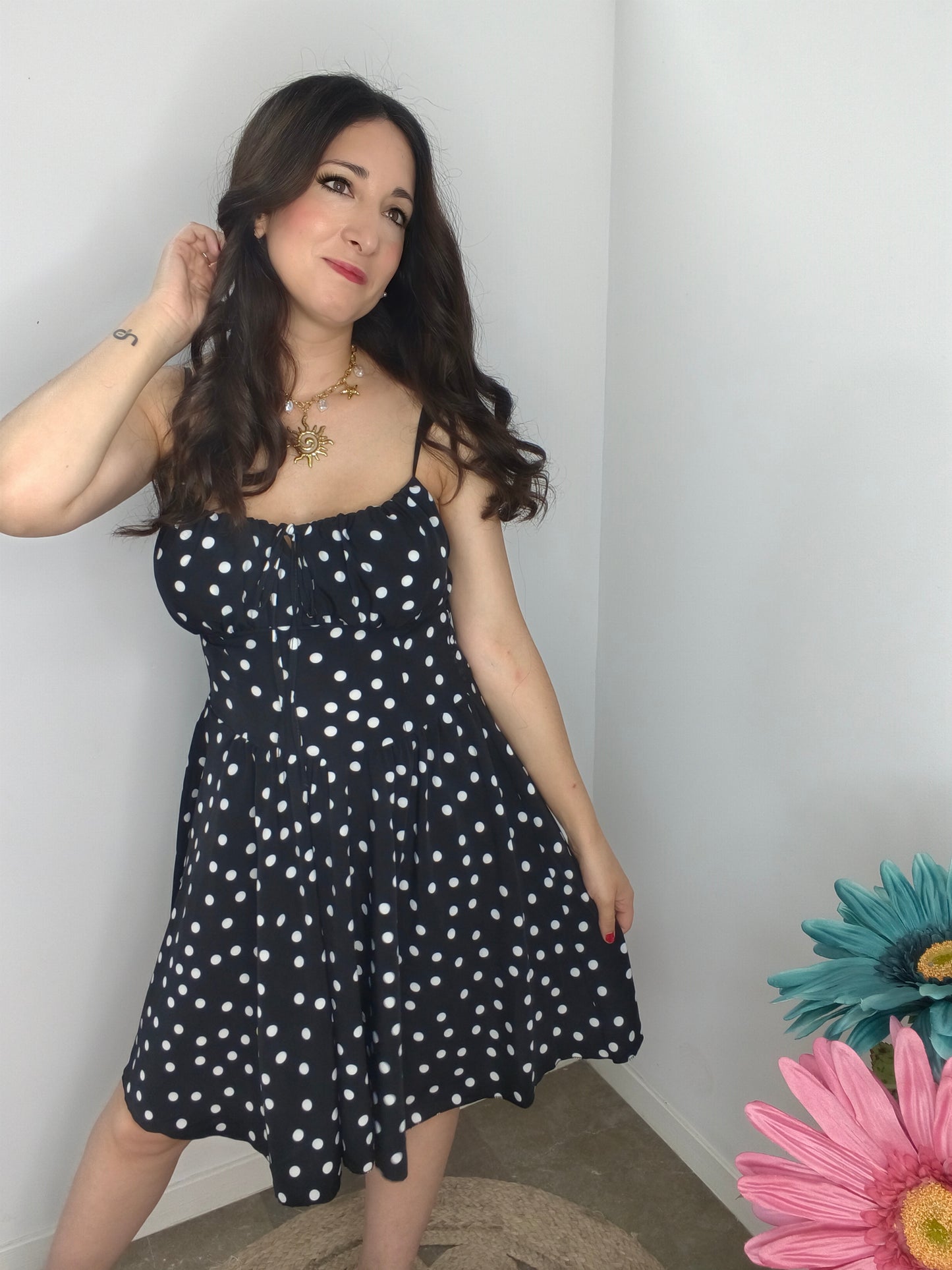 Vestido Topos Negro