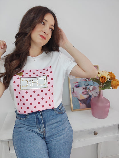 Camiseta Chic Lunares Rosa