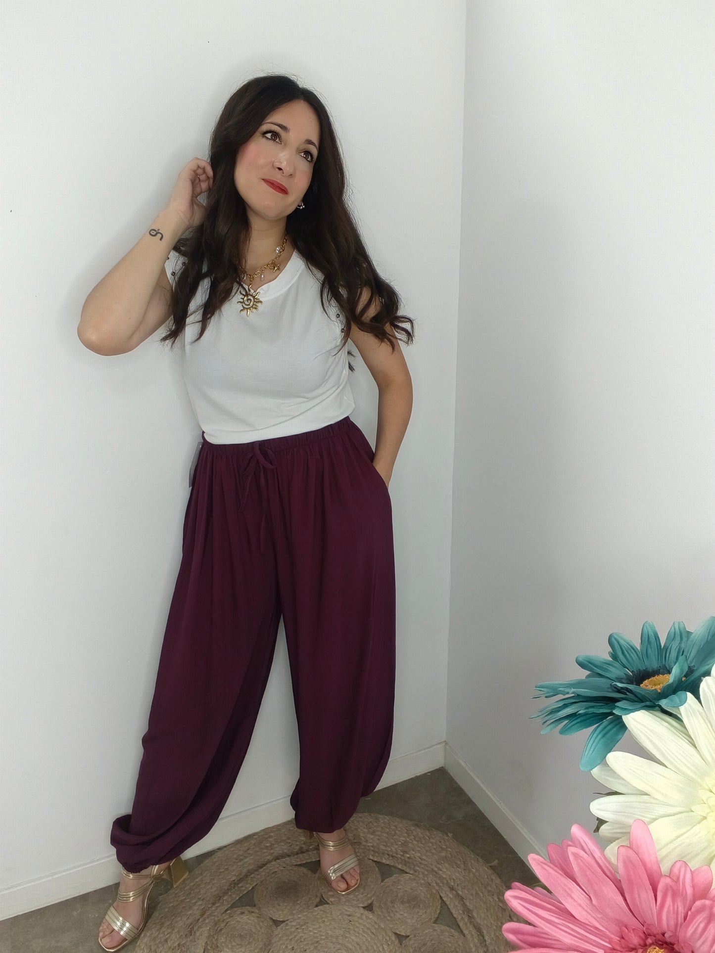 Pantalón Aladín burdeos