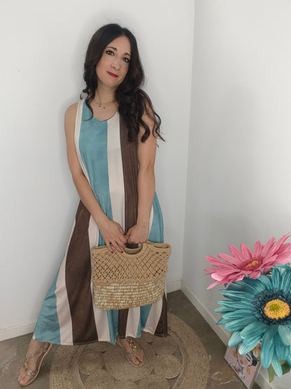 Bolso Rafia Bicolor