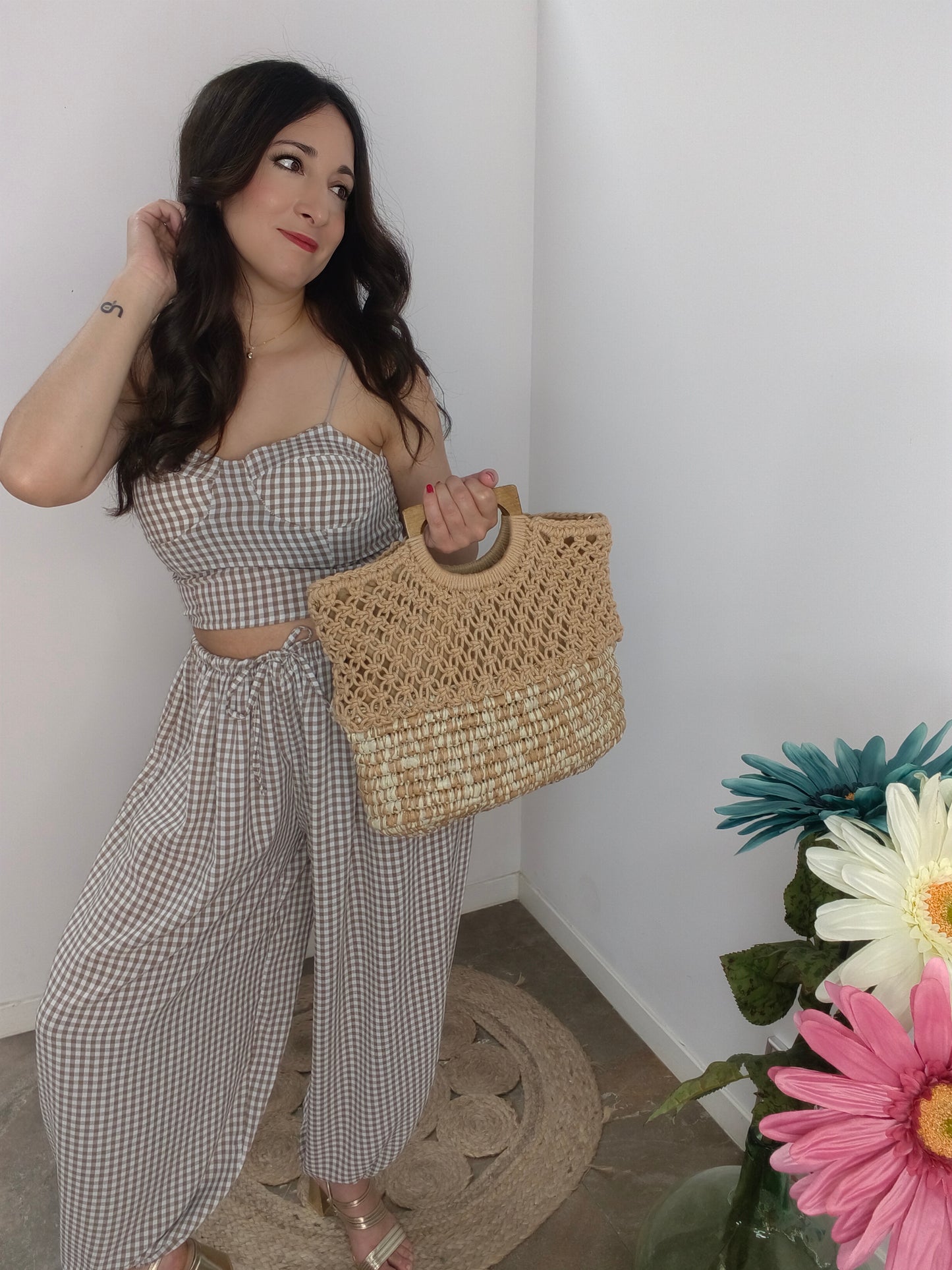 Bolso Rafia Bicolor