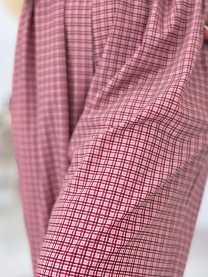Pantalón Lazo Cuadros Burdeos