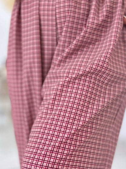 Pantalón Lazo Cuadros Burdeos