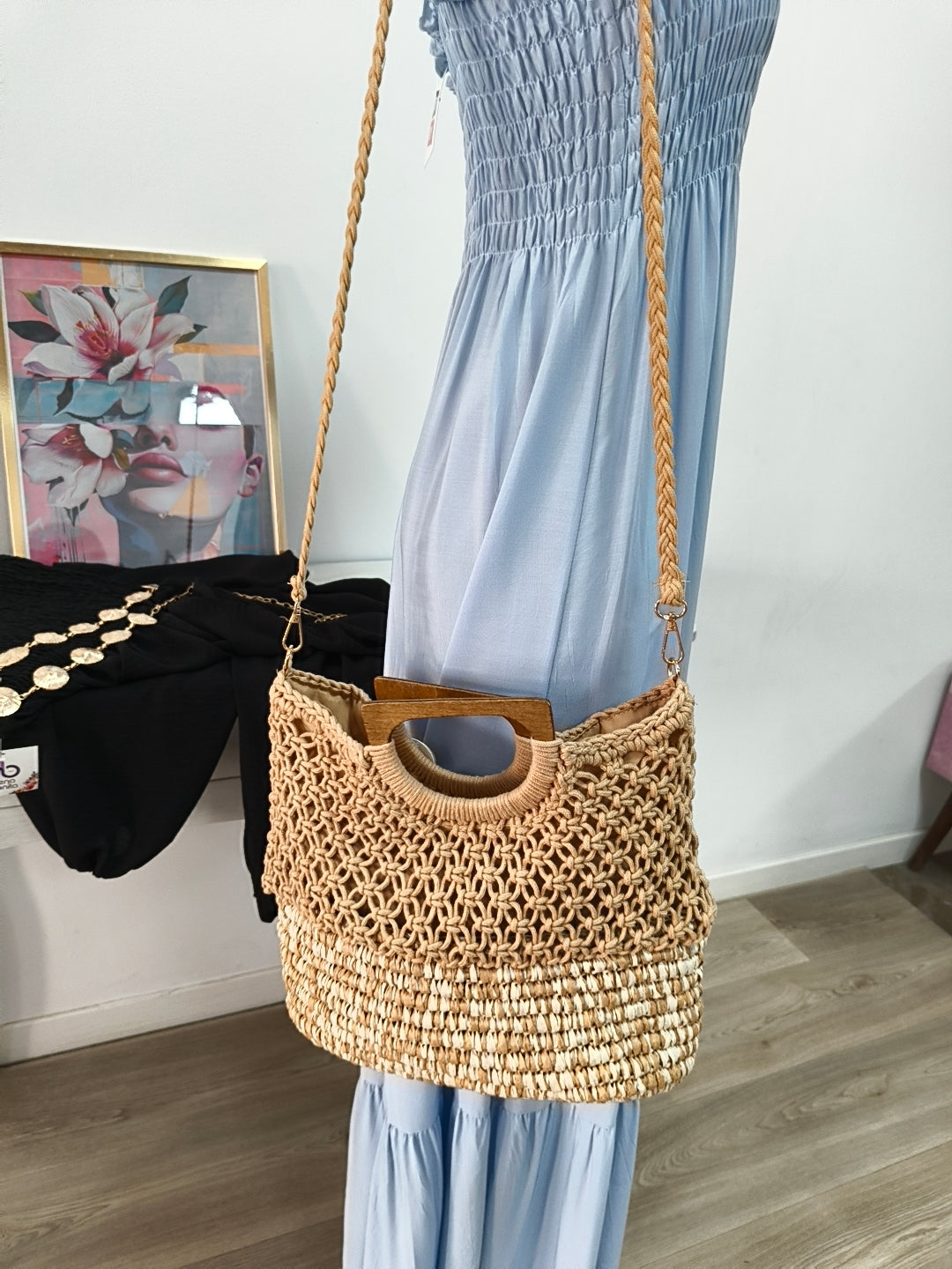 Bolso Rafia Bicolor