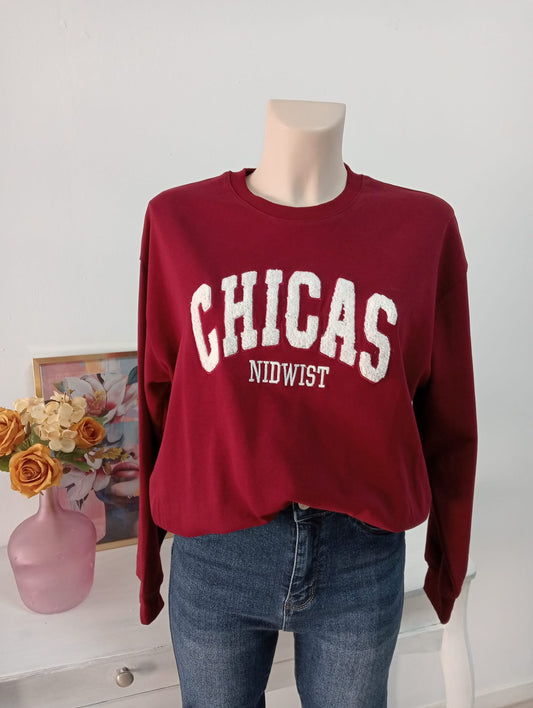 Sudadera chicas burdeos