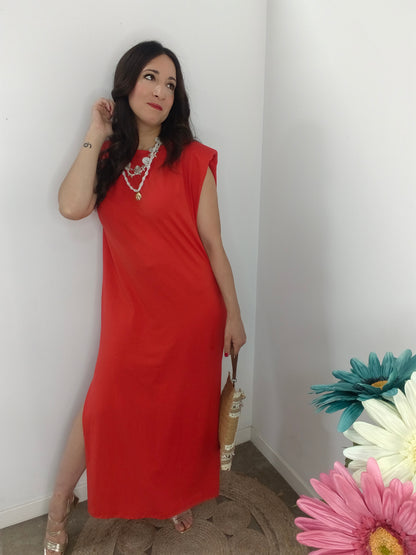 Vestido Hombreras Rojo