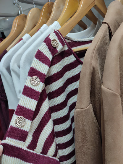 Jersey rayas botón dorado