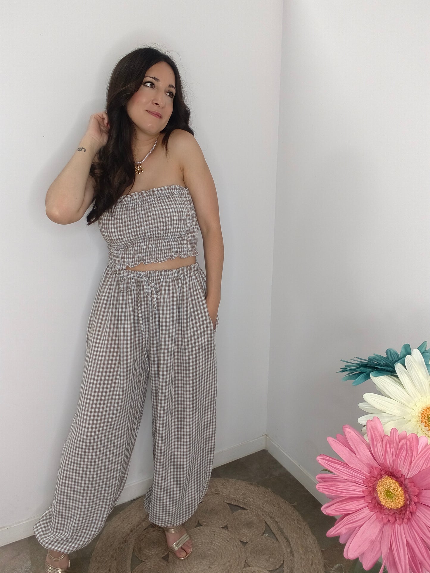 Conjunto Vichy Chic Marrón